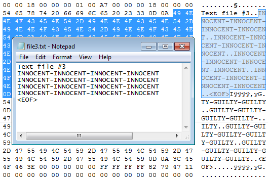 Figure 2: File and sector view after change.